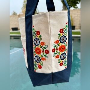 Trader Joe Mini custom embroidered canvas tote